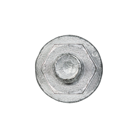 Vista frontal del tornillo BTS-6 Ø6 con manguito hexagonal galvanizado