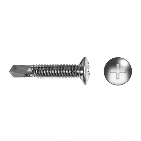 Tornillo punta broca reducida ALUH con cabeza avellanada para perfiles de aluminio