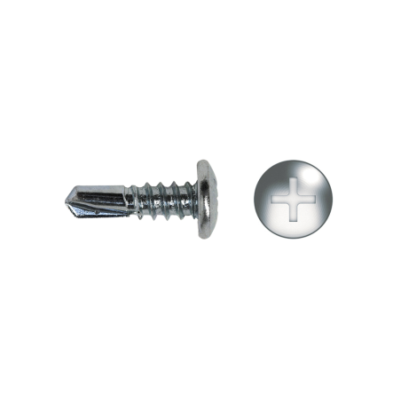 Tornillo punta broca con cabeza ancha y ranura cruz