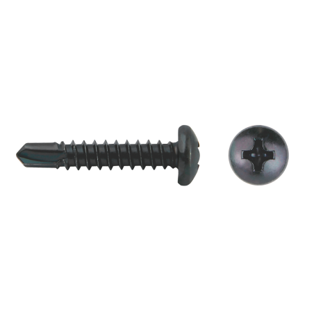 Tornillo punta broca DIN 7504N con cabeza redonda lacada en negro
