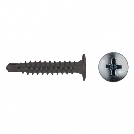 Tornillo punta broca CET con cabeza extraplana y acabado negro