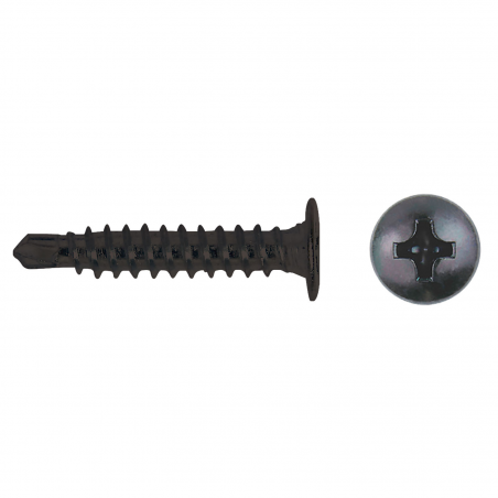 Tornillo punta broca CET con cabeza extraplana y acabado negro