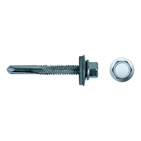 Tornillo punta broca larga con arandela EPDM 7331 para fijación metálica