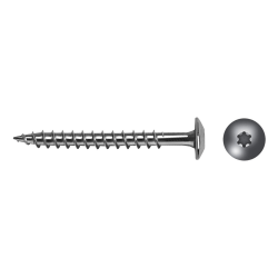 Tornillo inox A2 cabeza botón BTW con rosca para madera y acabado resistente