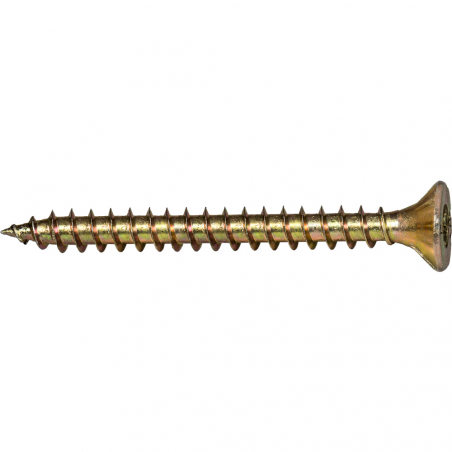 Tornillo para madera con rosca completa y acabado dorado